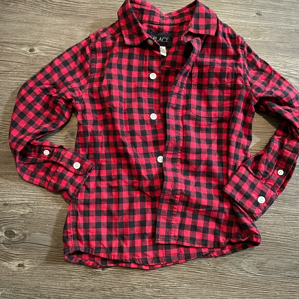 Red and black Plaid collared shirt